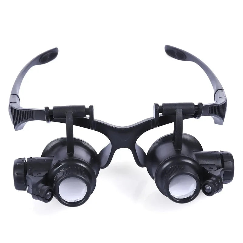 LED Head-Mounted Magnifier Loupe 10X–25X Jeweler Repair Tool Head Magnifier Loupe Richie's