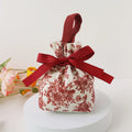Red Floral Drawstring Gift Bag – Reusable Canvas Pouch Gift Bag Pouch Richie's 6pcs one size fits all