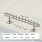 Solid Brass Cabinet Handles Vertical Fluting Drawer Pulls Cabinet Drawer Pulls Richie's Silver 160mm