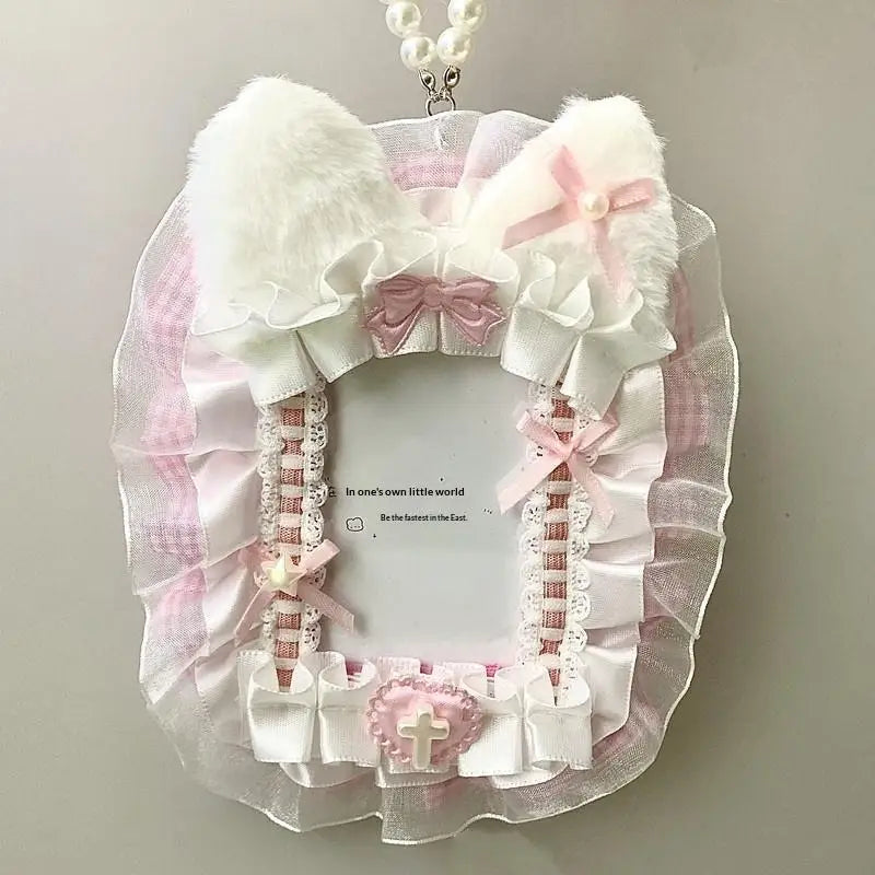 Sweet Plush Lace Photocard Holder with Bowknot Pendant Photocard Holder Richie's A5