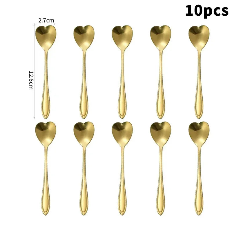 10-Piece Heart-Shaped Stainless Steel Coffee Spoon Set Coffee Spoon Set Richie's S2