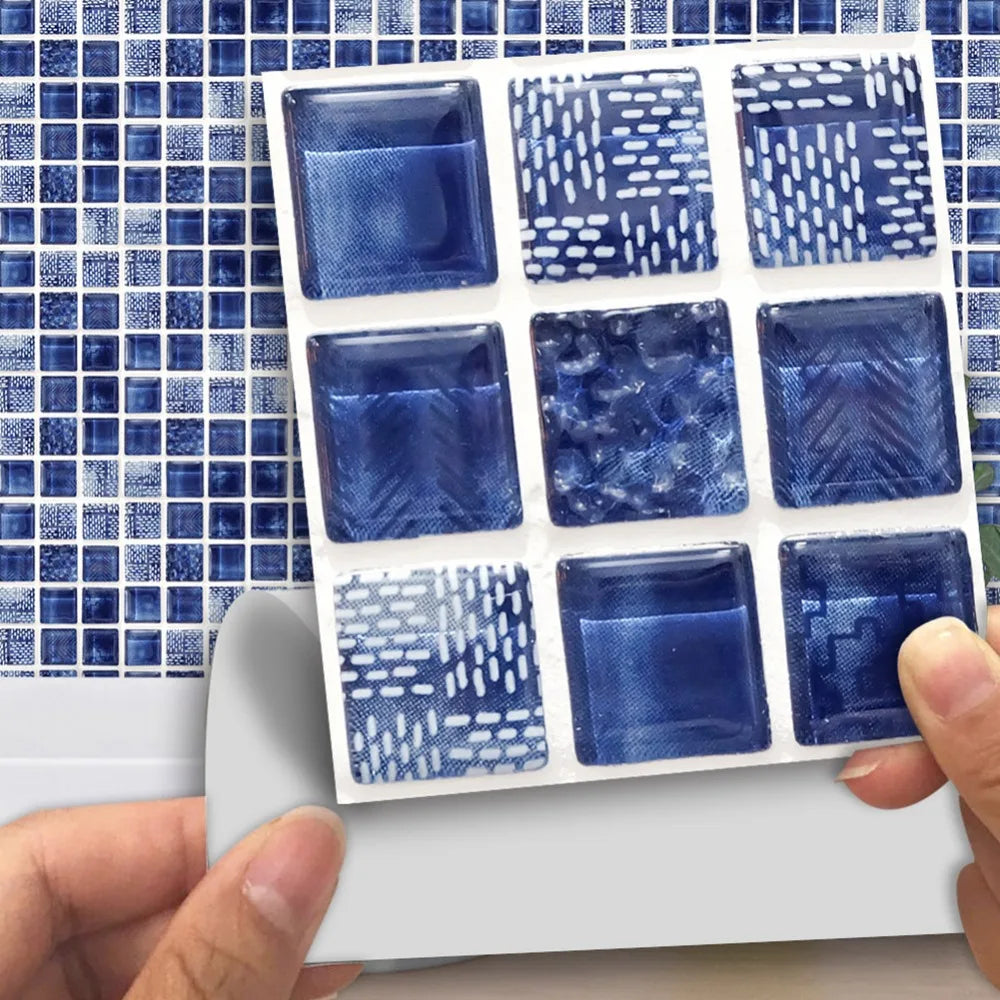 18pcs Peel & Stick PVC Mosaic Wall Tiles – 3.93in Adhesive Wall Tile Stickers Richie's