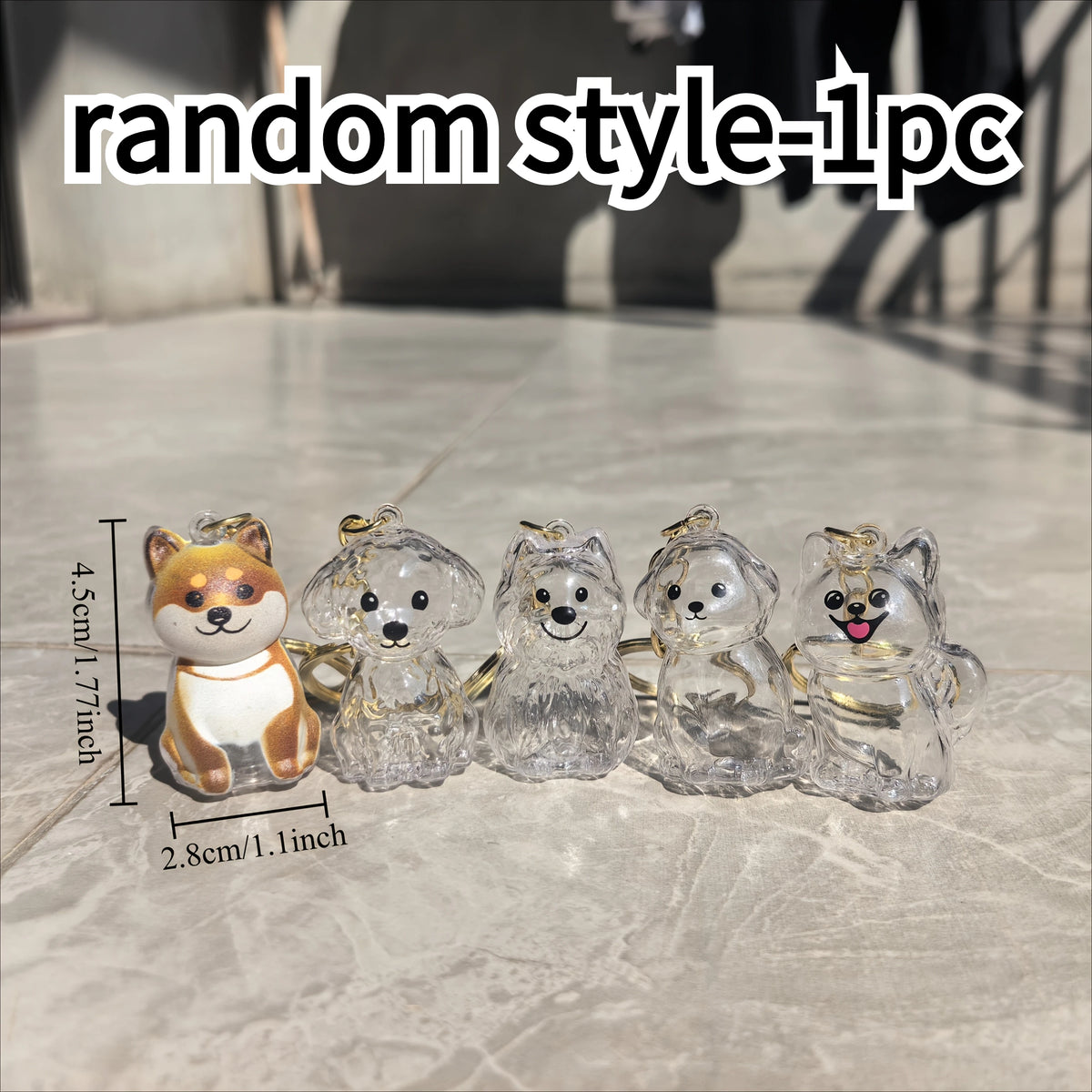 Transparent Pet Hair Keepsake Capsule Bottle with Keychain Pet Keepsake Capsule Richie's random style-1pc