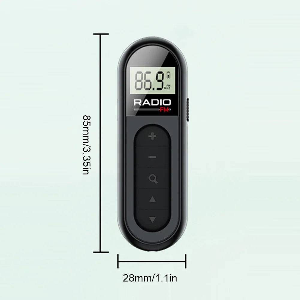 JOCESTYLE Mini Clip FM Radio Rechargeable LCD Display Portable FM Radio Richie's
