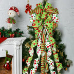 Large Christmas Bow Tree Topper – Red & Green Polka Dot Christmas Tree Topper Richie's