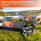Folding Charcoal BBQ Grill with Side Trays – Portable Tabletop Charcoal BBQ Grill Richie's