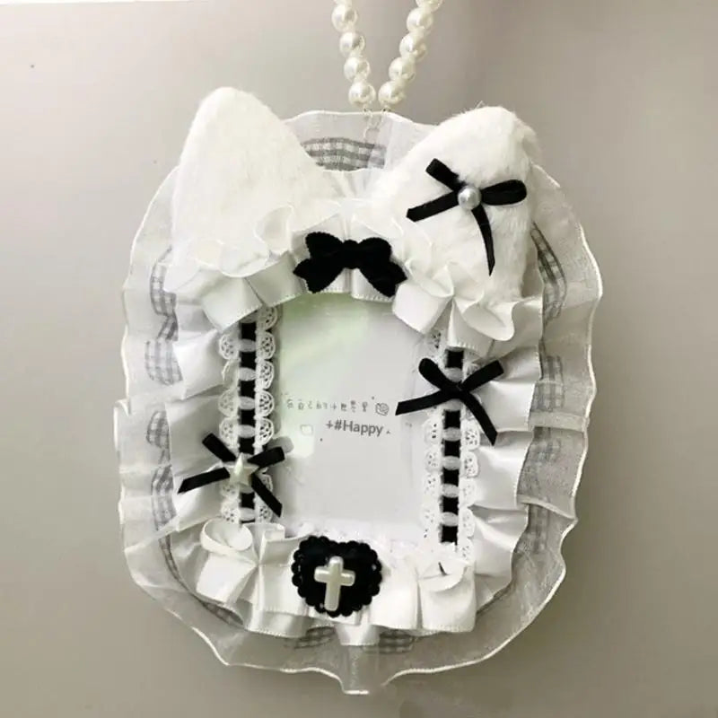 Sweet Plush Lace Photocard Holder with Bowknot Pendant Photocard Holder Richie's A9