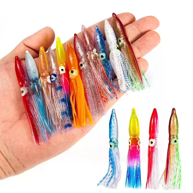 10pcs 8cm PVC Soft Squid Lures – Tuna & Sailfish Fishing Bait Soft Fishing Lures Richie's