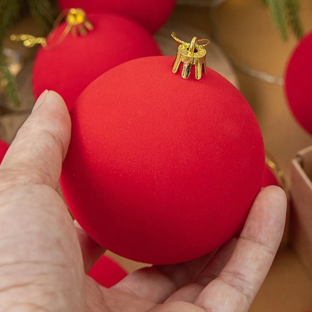 12pcs Flocked Christmas Ball Ornaments Vintage 6cm Set Christmas Ball Ornaments Richie's