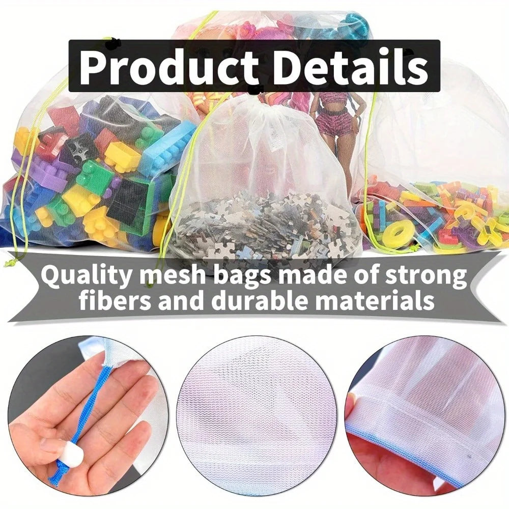 12-Pack Washable Mesh Drawstring Storage Bags – Reusable Mesh Storage Bags Richie's