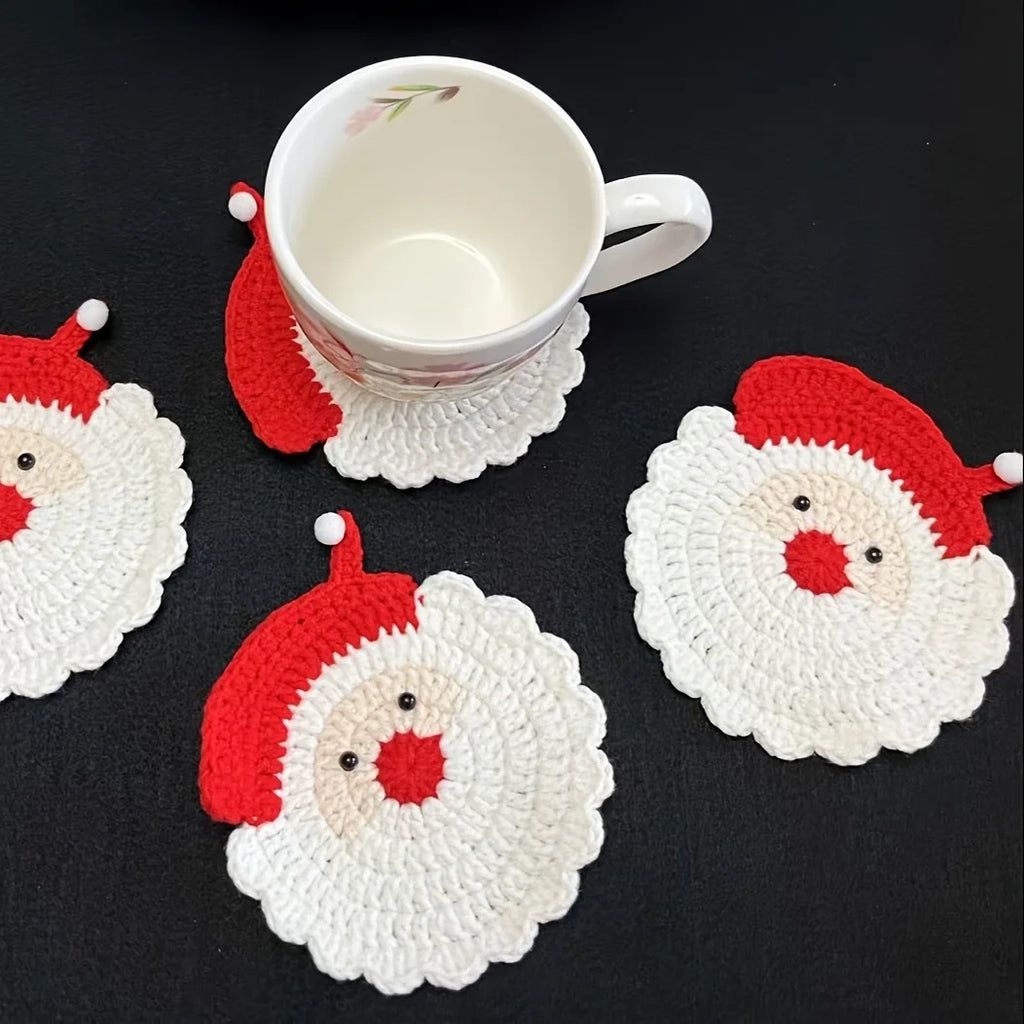 Handmade Crochet Santa Claus Coaster – Christmas Table Decor Christmas Crochet Coaster Richie's