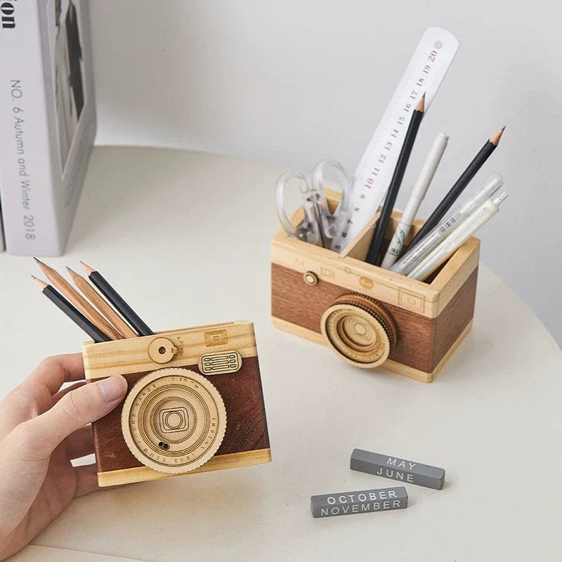 Vintage Camera Wooden Pen Holder & Desk Organizer Wooden Pen Holder Richie's Default Title