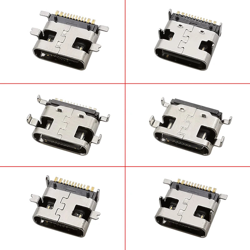 10Pcs USB Type-C 16 Pin Female Connector PCB Soldering DIY USB-C Connector Richie's