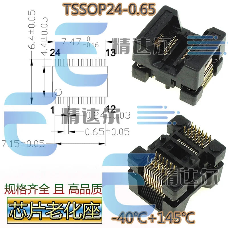 SOP TSSOP Programmer Adapter Socket 150–300MIL | Bare Socket IC Programmer Socket Richie's TSSOP24-0.65(173MIL)
