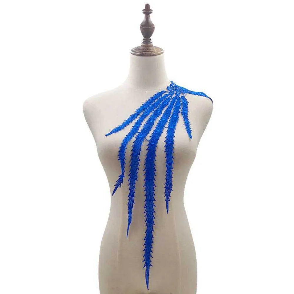 Elegant Leaf Lace Applique Patch – DIY Collar Embroidery Lace Applique Patch Richie's Blue L