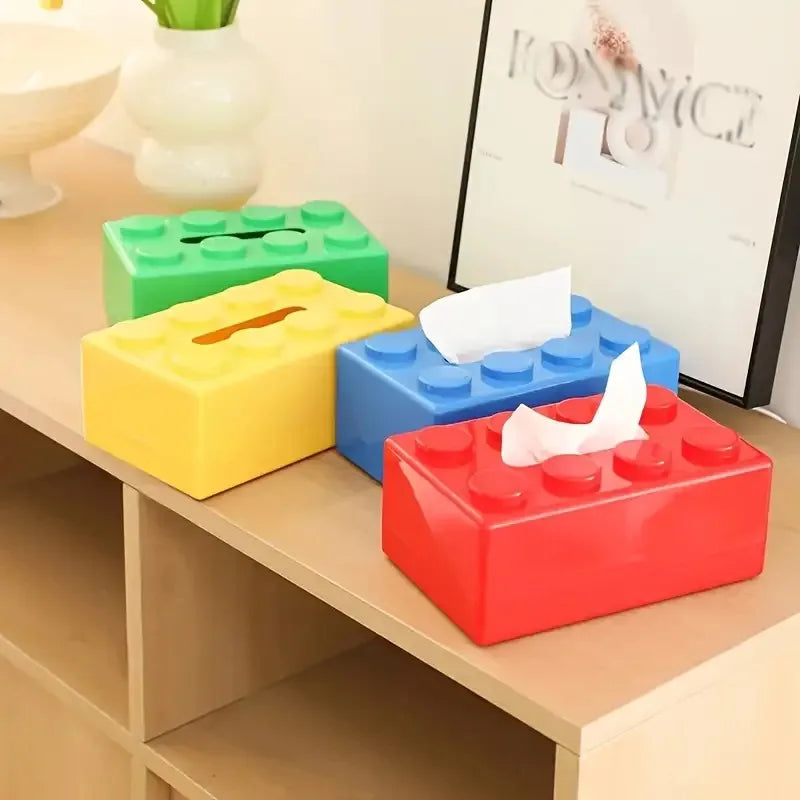 Building Block Tissue Box Plastic Organizer – Bright Colors Tissue Box Holder Richie's