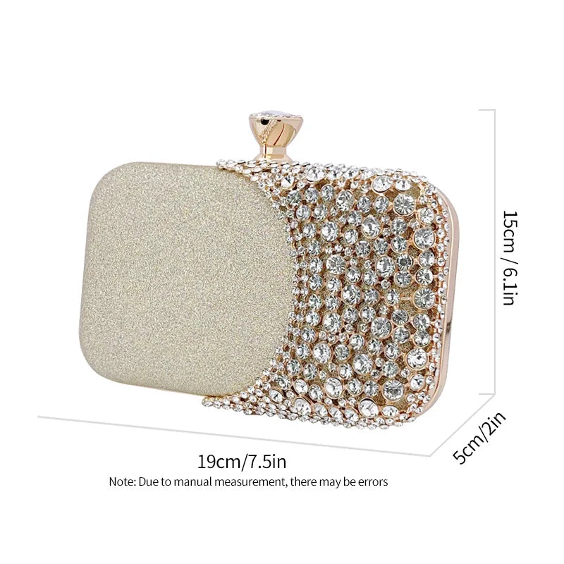 Women's Sequined Diamond Evening Bag – Bridal Chain Purse Evening Shoulder Bag Richie's gold
