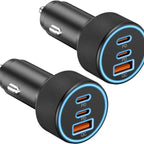 67W 3-Port Car Charger Dual USB-C PD & USB-A Fast Charging Car Charger Adapter Richie's