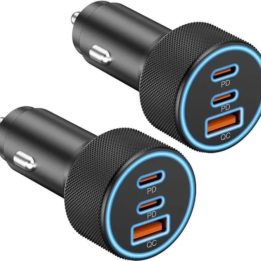 67W 3-Port Car Charger Dual USB-C PD & USB-A Fast Charging Car Charger Adapter Richie's