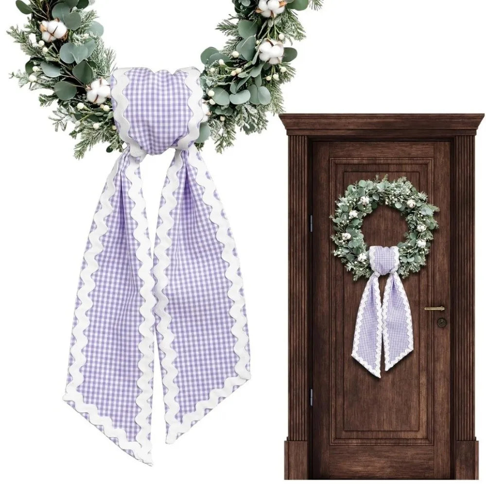 Cloth Wreath Sash Ric Rac Gingham Trim – Basket & Door Décor Decorative Sash Richie's E
