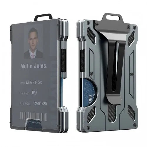 Zeeker Tactical Aluminum ID Badge Holder RFID Blocking Wallet RFID Blocking Wallet Richie's Gray