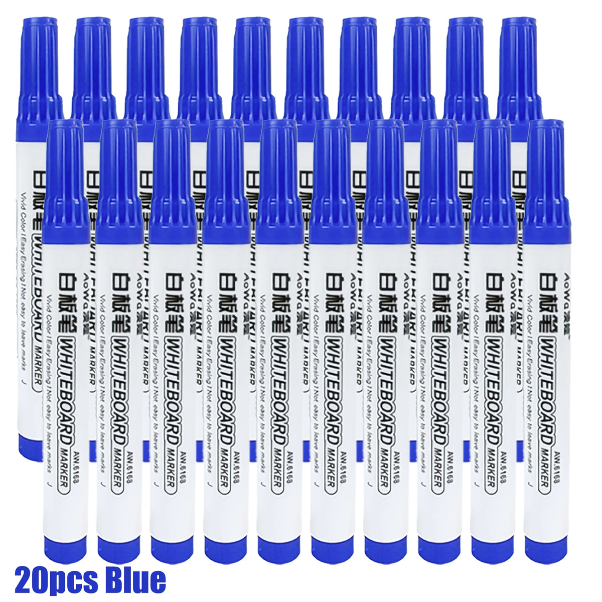 Colorful Erasable Whiteboard Markers 10-Pack | Smooth Writing Whiteboard Markers Richie's blue 20pcs