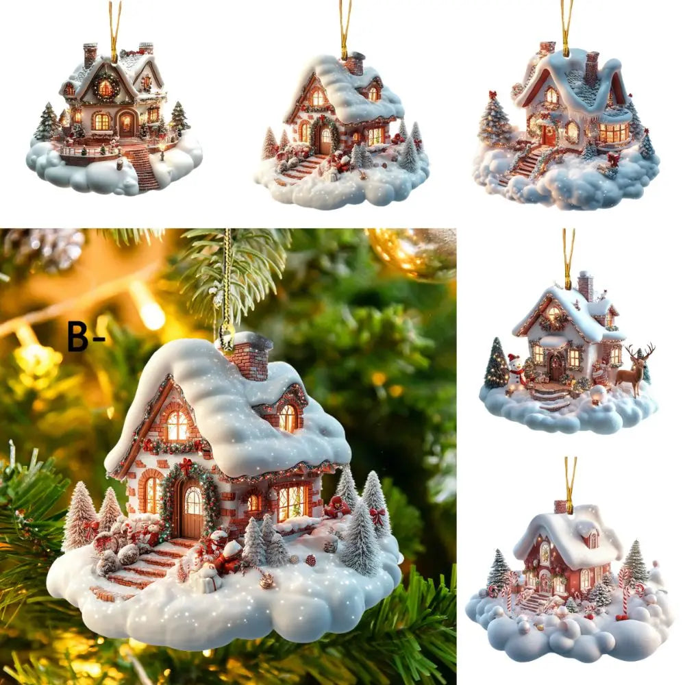 Acrylic Snow House Christmas Tree Hanging Ornaments Christmas Ornaments Richie's