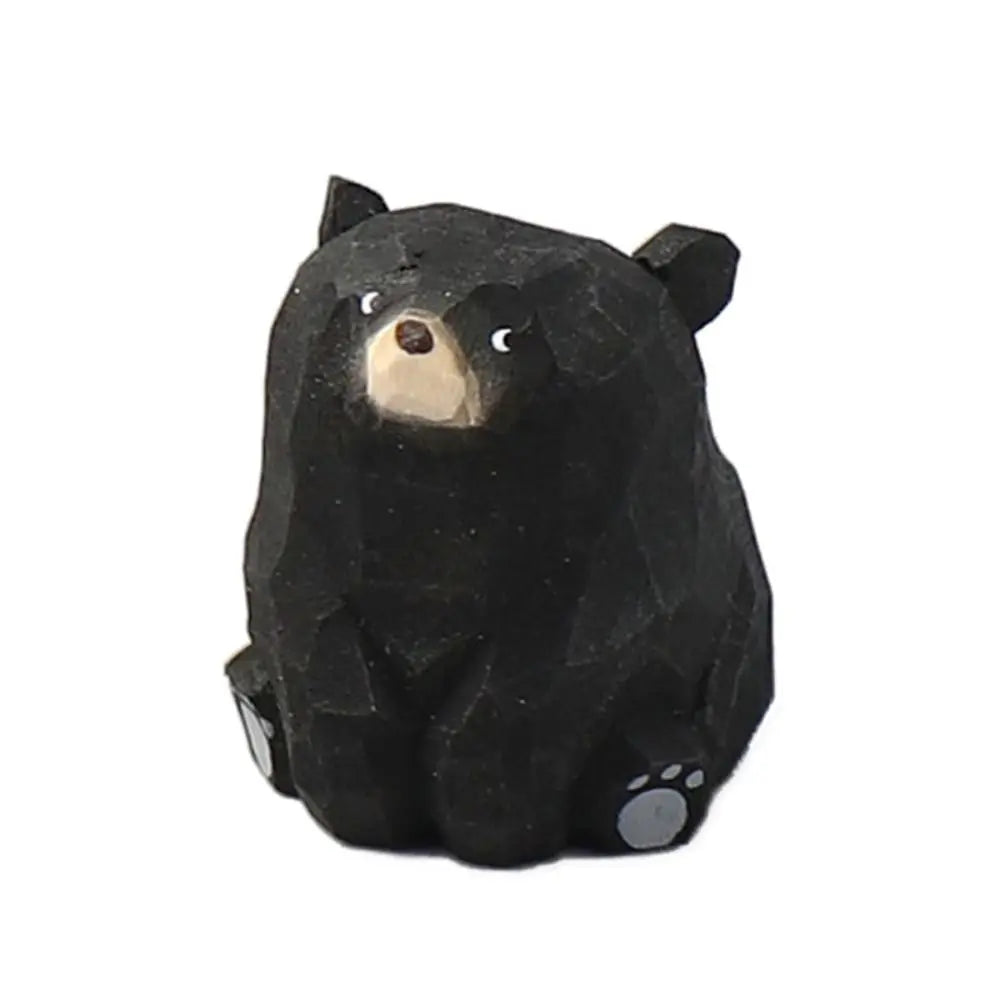 Carved Wooden Animal Figurine – Bear, Cat & Sheep Desk Decor Wooden Figurine Richie's bear 3