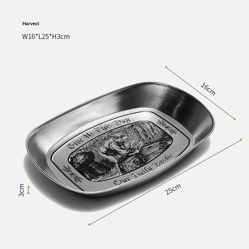 Retro Tinplate Oval Camping Serving Tray – Rust-Proof Outdoor Serving Tray Richie's C
