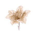 19cm Artificial Poinsettia Glitter Flower | Christmas Décor Artificial Christmas Flower Richie's White