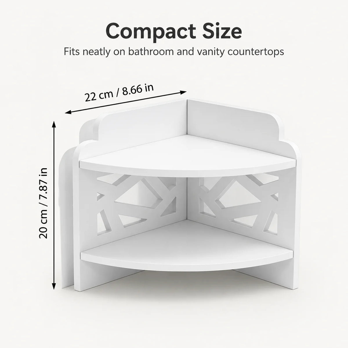 2-Tier White Corner Shelf – Bathroom Countertop Organizer Corner Storage Shelf Richie's