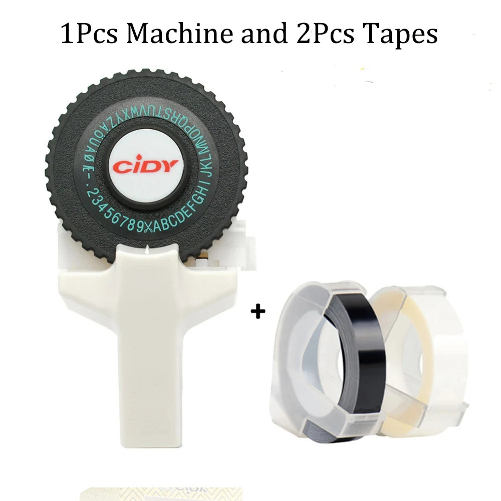Handheld 3D Embossing Label Maker Manual Typewriter + 2 Tape Rolls Embossing Label Maker Richie's White Label Maker 9mm