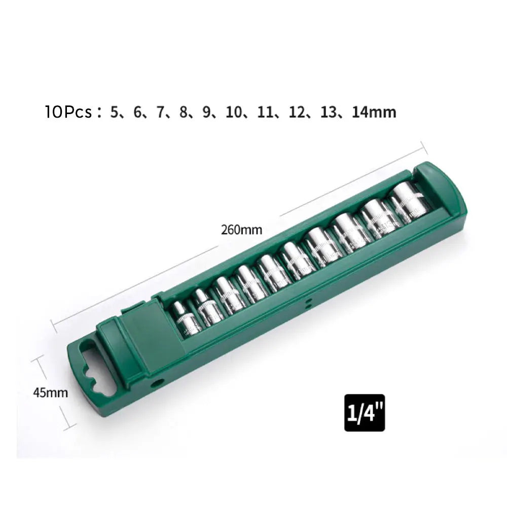 Hex Socket Wrench Set 1/4 3/8 1/2" Ratchet Deep Nut Driver Kit Socket Wrench Set Richie's short 10pcs 6.35mm