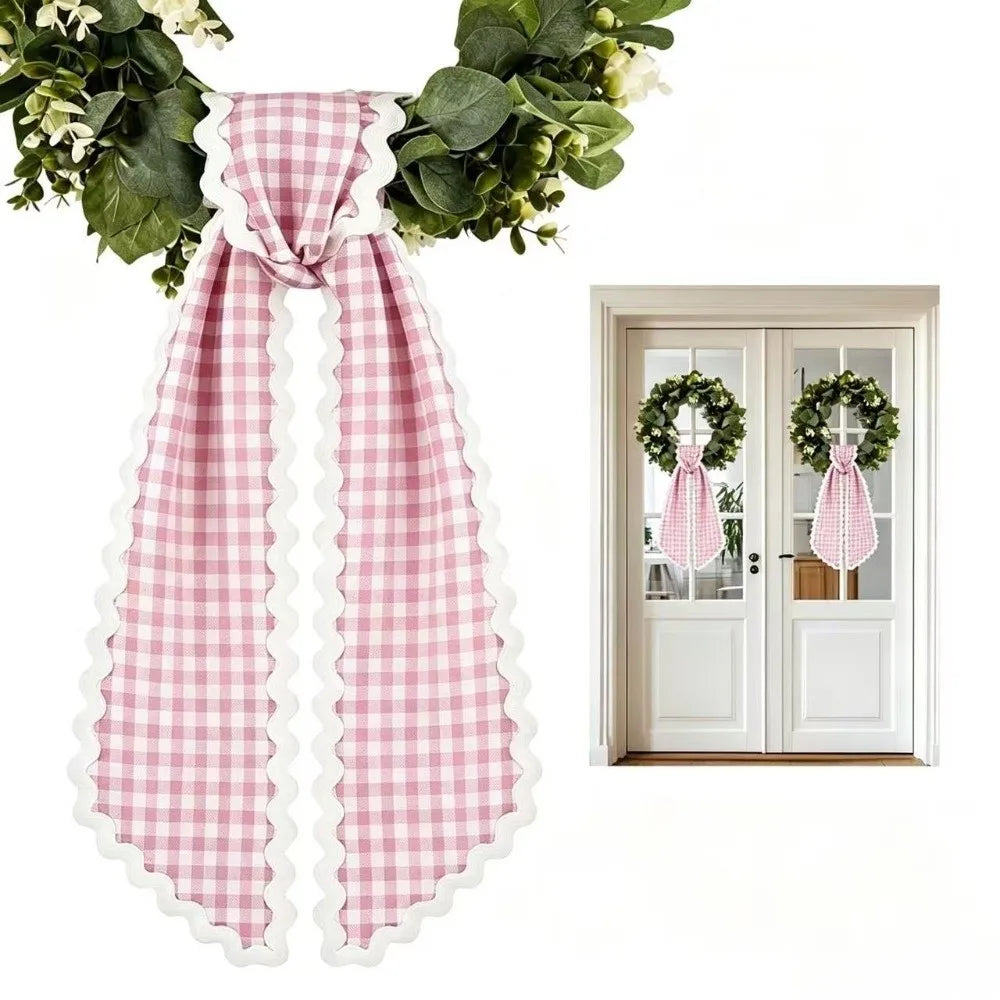 Cloth Wreath Sash Ric Rac Gingham Trim – Basket & Door Décor Decorative Sash Richie's K