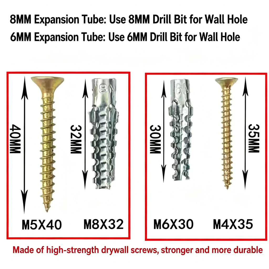 50/100PCS Metal Wall Anchors & Self-Tapping Expansion Screw Kit Wall Anchor Screw Kit Richie's
