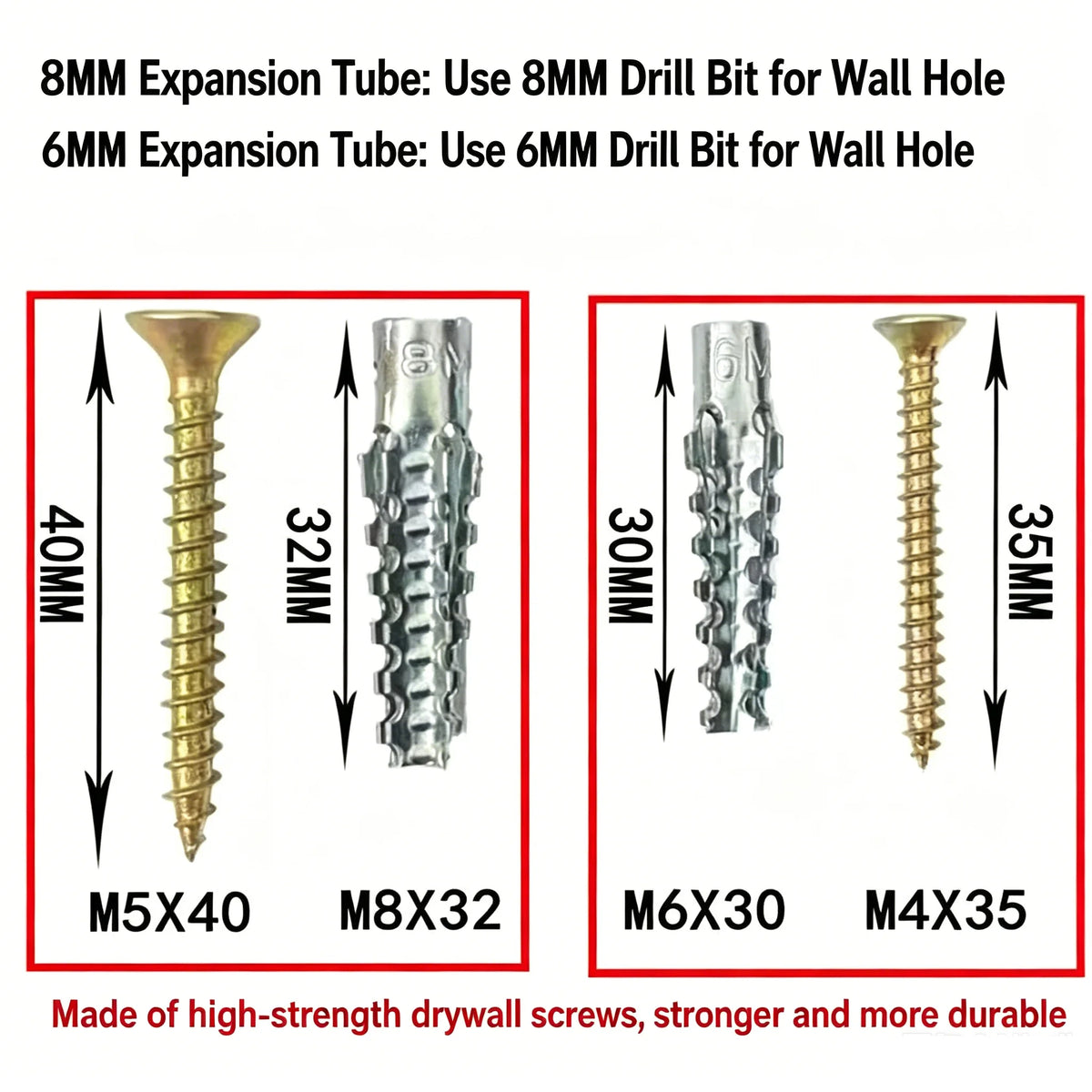 50/100PCS Metal Wall Anchors & Self-Tapping Expansion Screw Kit Wall Anchor Screw Kit Richie's