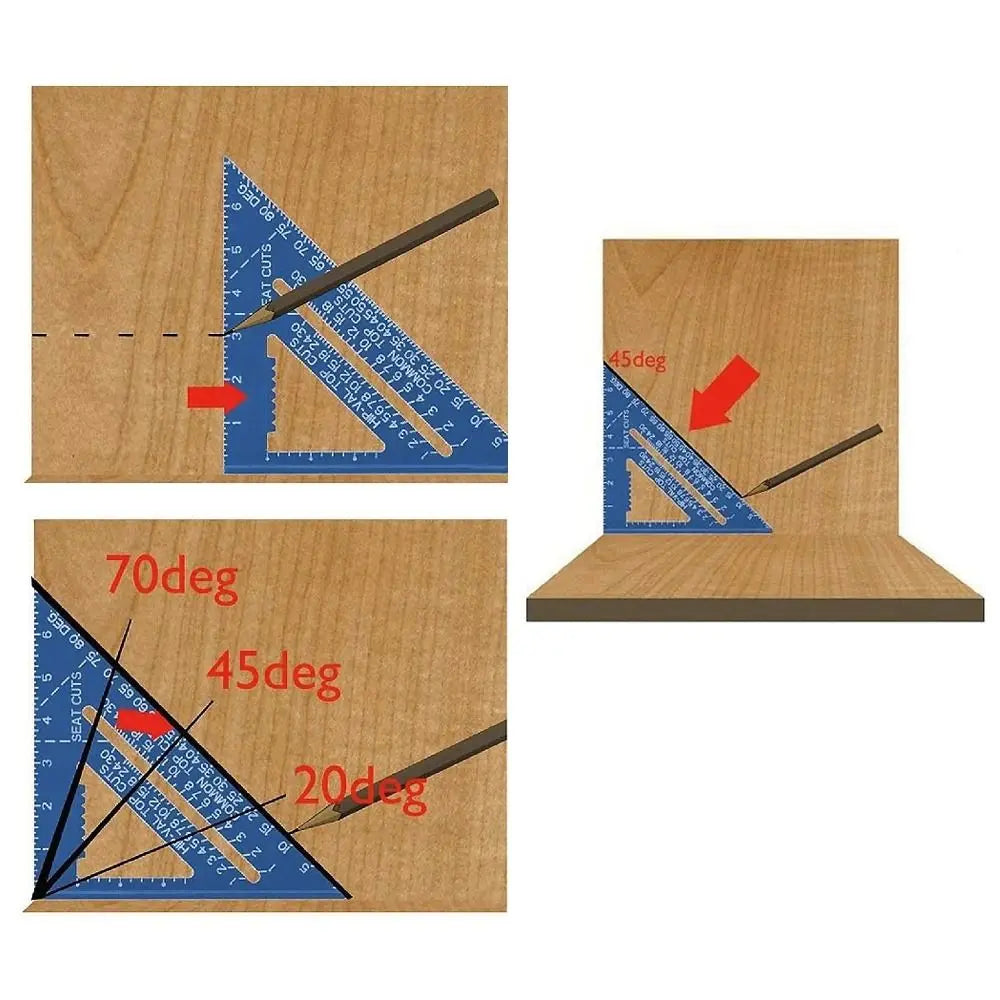 7-Inch Aluminum Triangle Ruler – Metric & Imperial Woodworking Tool Woodworking Angle Ruler Richie's