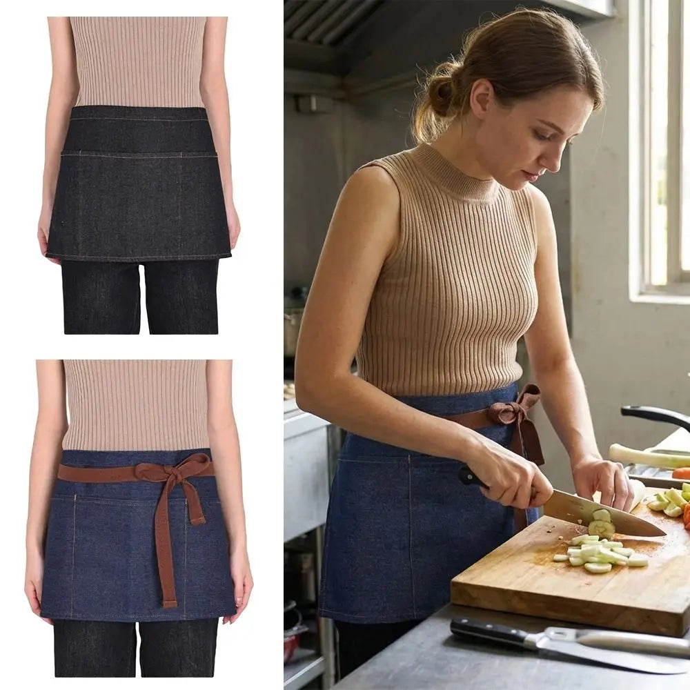 Unisex Denim Half Apron with Multiple Pockets | Workwear Denim Half Apron Richie's