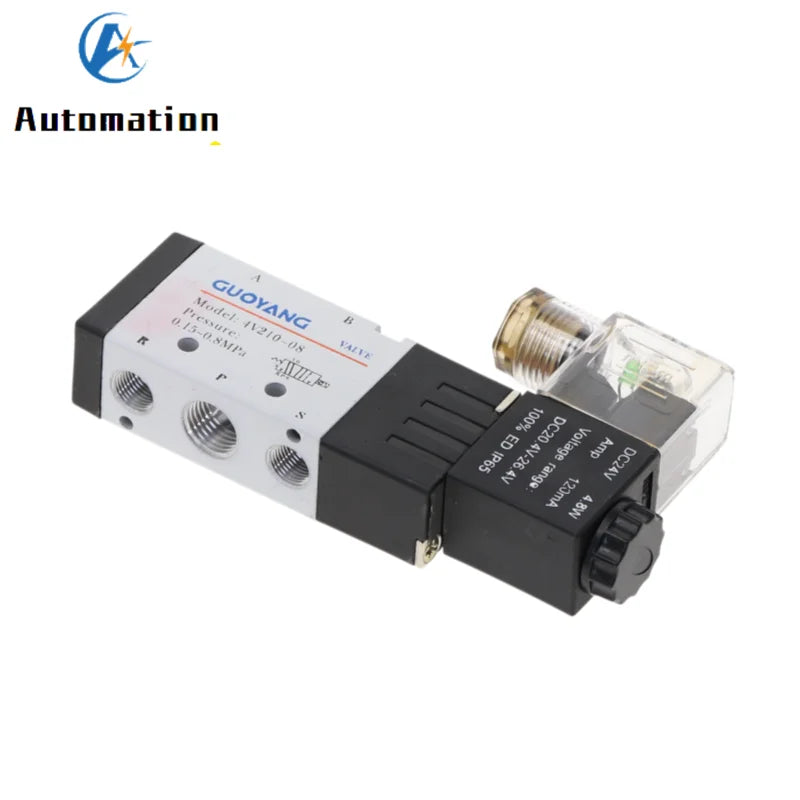 4V210-08 Pneumatic Solenoid Valve 5/2-Way 1/4" DC12V/24V AC110V/220V Pneumatic Solenoid Valve Richie's