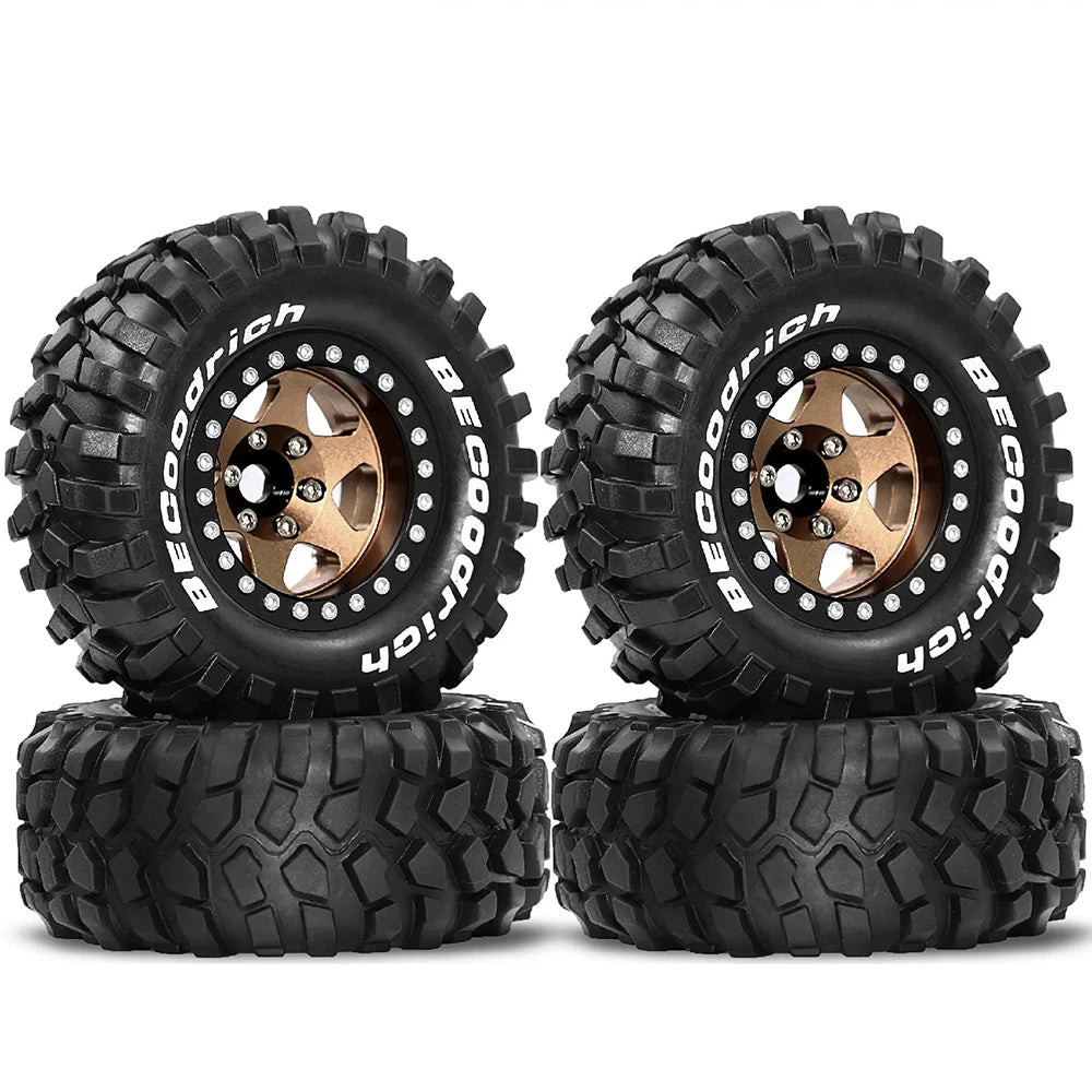 Redspider 1.9" 95mm RC Climbing Car Wheel Hub Tires Set of 4 RC Car Wheel Tires Richie's Bronze