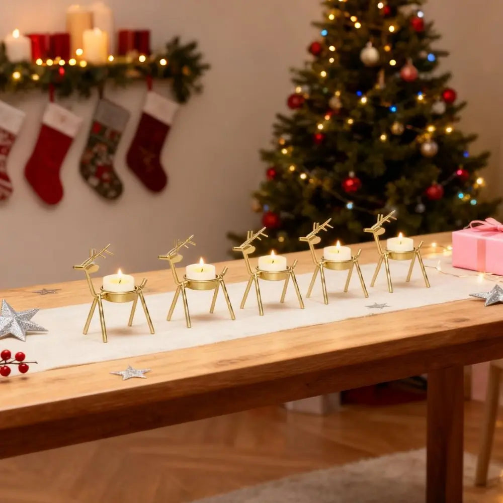 Christmas Reindeer Tealight Candle Holders | Metal Xmas Decor Tealight Candle Holder Richie's
