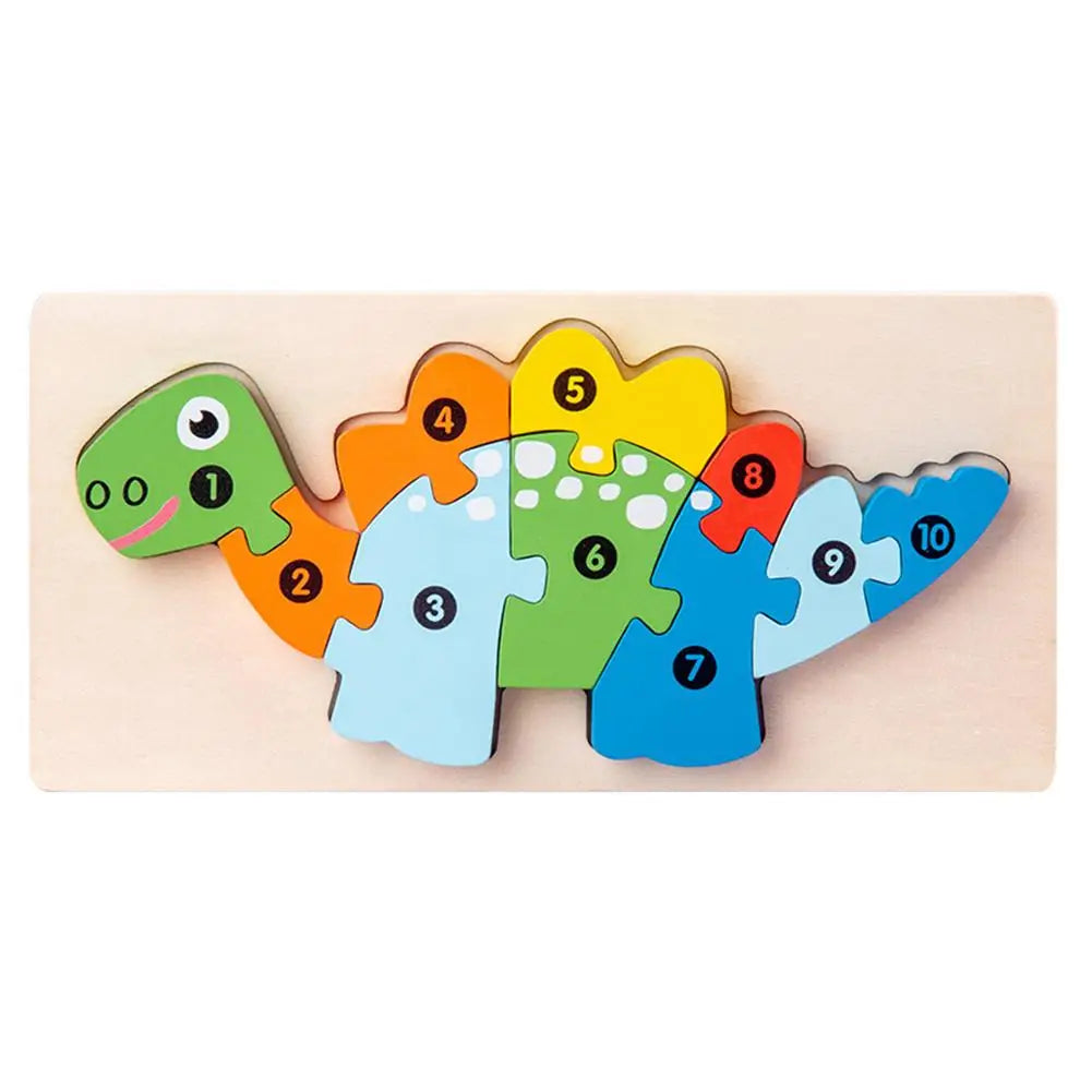 Wooden 3D Jigsaw Puzzle for Toddlers – Animals & Vehicles Wooden Kids Puzzle Richie's Stegosaurus