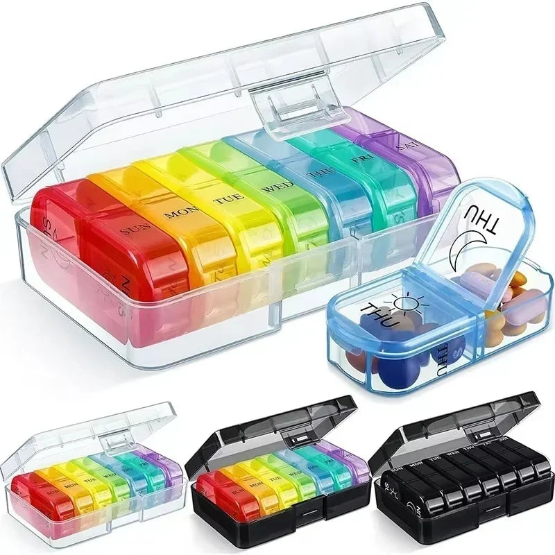 7-Day Weekly Pill Organizer – Portable Travel Pillbox Weekly Pill Organizer Richie's