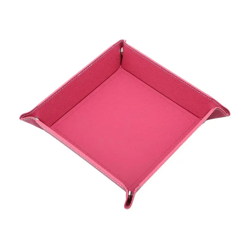 PU Leather Folding Valet Tray – Collapsible Desk Organizer Valet Storage Tray Richie's Rose red