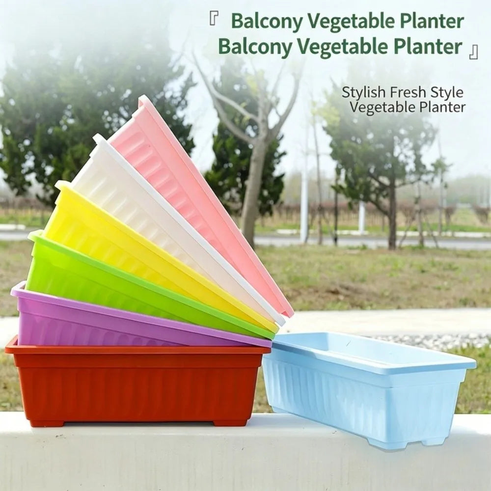 Rectangular Plastic Planter Pot with Tray – Large Balcony Garden Garden Planter Pot Richie's