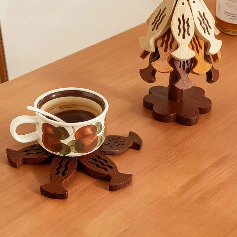 Foldable Bamboo Trivet Mat – Tree-Shaped Heat Resistant Pot Pad Bamboo Trivet Mat Richie's