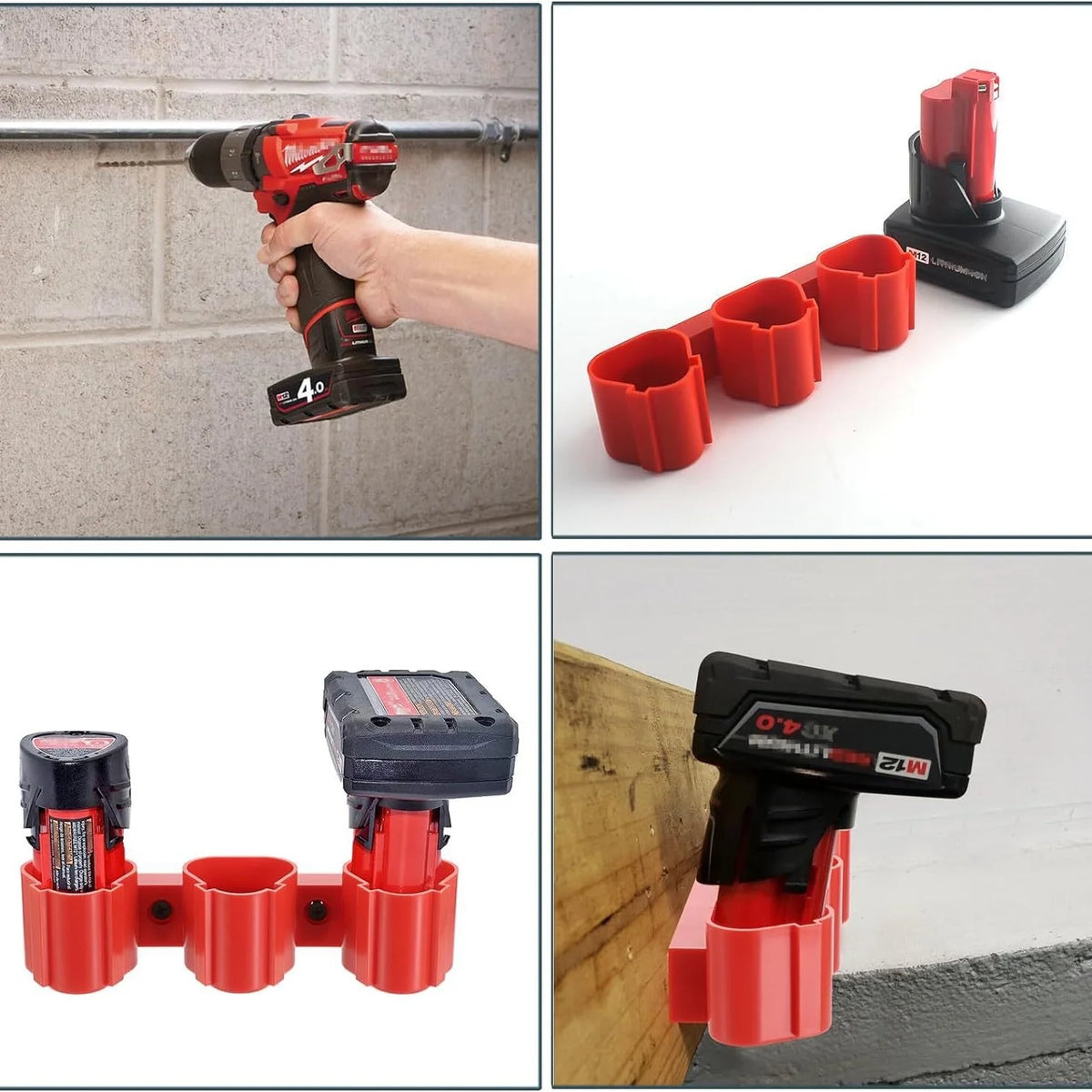 Wall Mount Battery Holder for Milwaukee M12 & Bosch 12V Battery Storage Rack Richie's