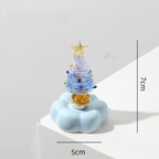 Glass Christmas Tree Figurine with Rotating Ceramic Base | Mini Christmas Figurine Richie's Purple Blue