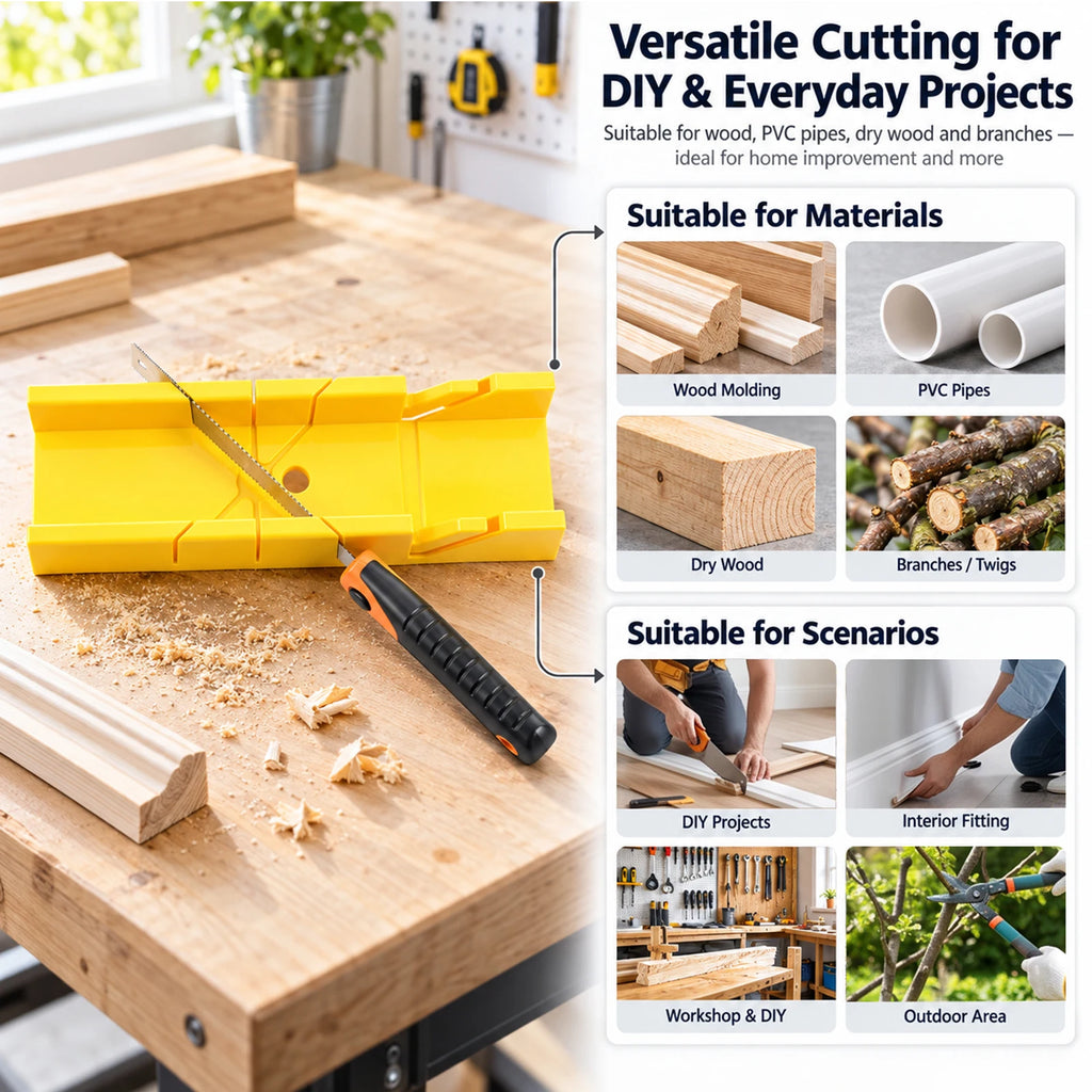 Mitre Box & Pull Saw Set – 4 Angles, 3 Blades | Woodworking Mitre Box Saw Set Richie's