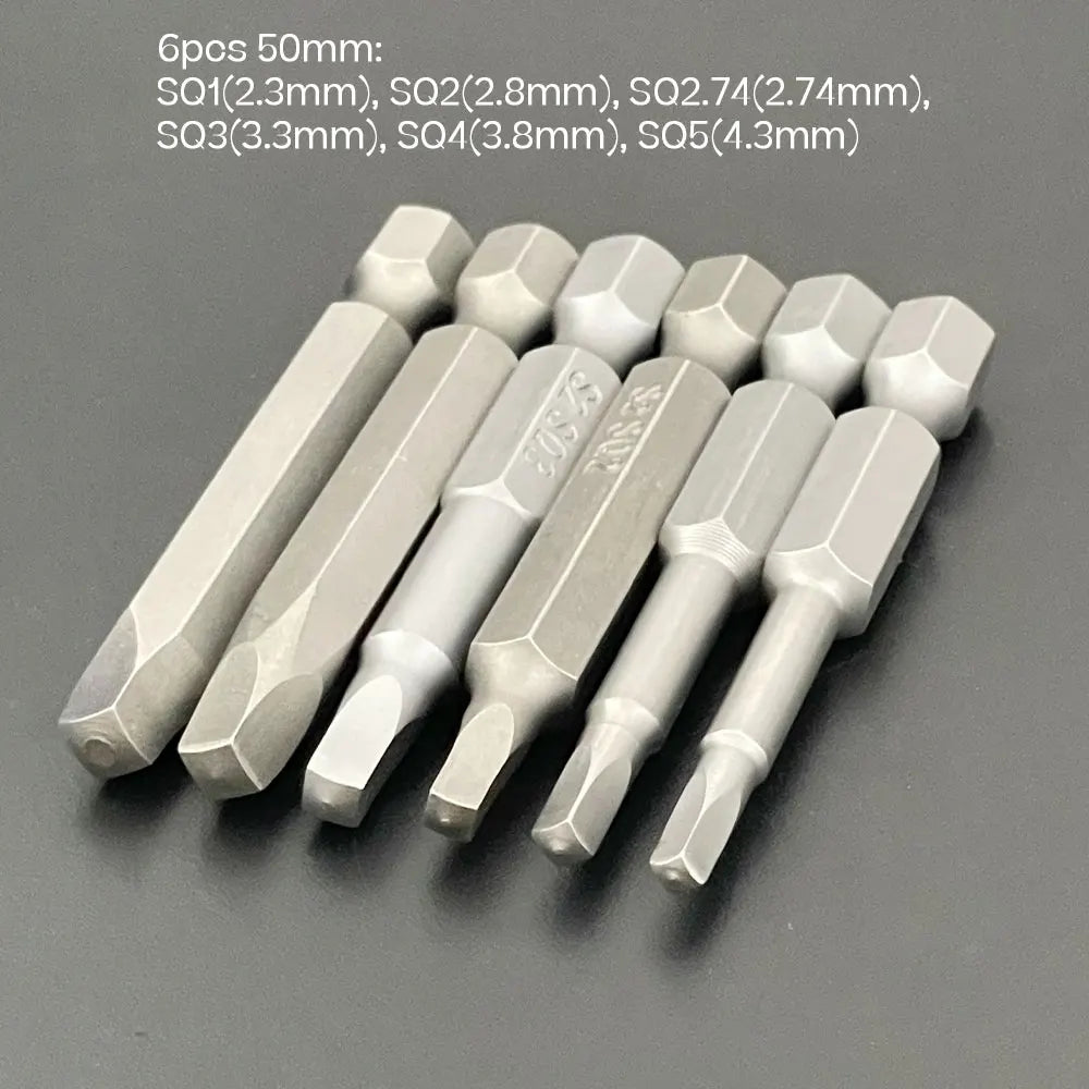 Magnetic Square Screwdriver Bit Set S2 Steel 50mm & 65mm SQ Screwdriver Bit Set Richie's 50mm 6 pcs